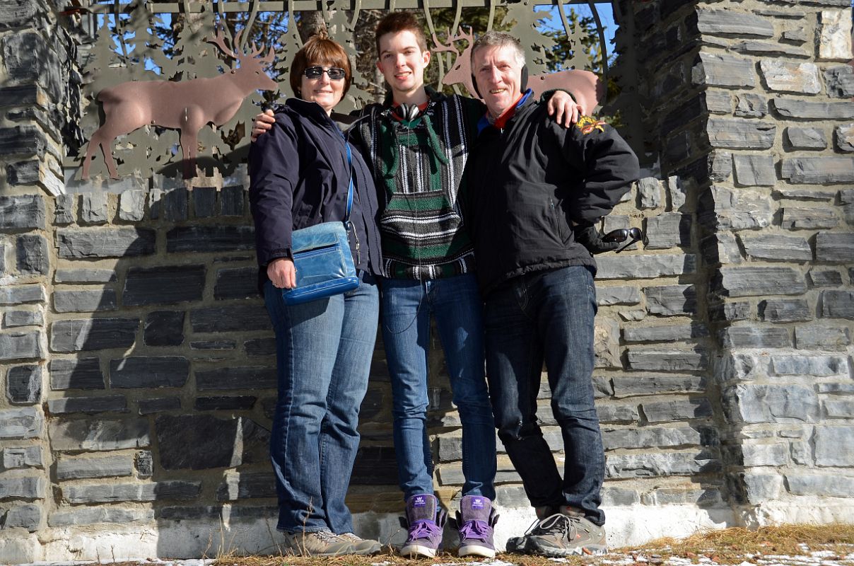 38 Charlotte Ryan, Peter Ryan and Jerome Ryan Next To Banff Bow River Bridge In Winter